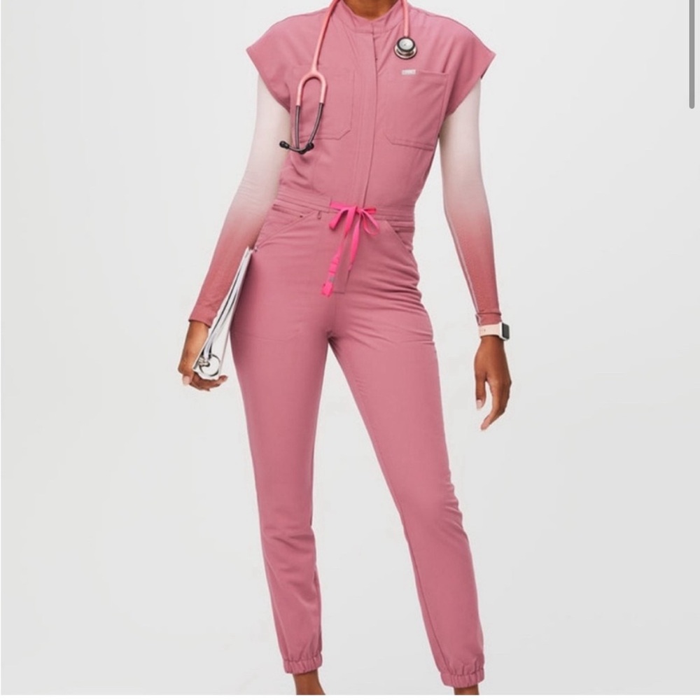 FIGS Limited edition Breast Cancer Rafaela Cargo ScrubJumpsuit in Quartz